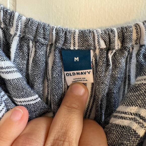 NWT Linen-Blend Cami Wide-Leg Jumpsuit Navy White Striped Size Medium - Picture 12 of 13